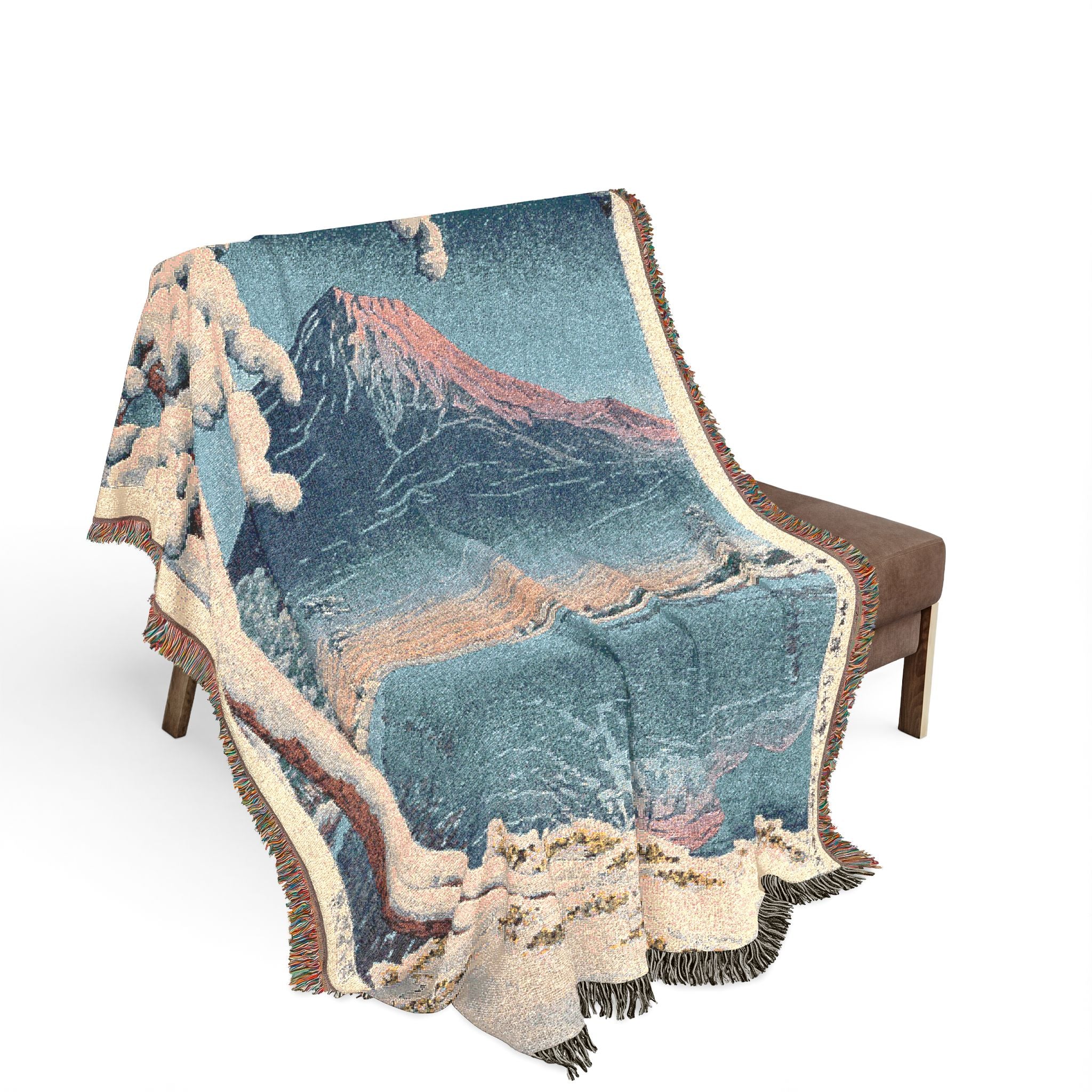 Woven Blanket — Mt Fuji After Snow at Tagonoura Bay — 富士の雪渓(田子の浦