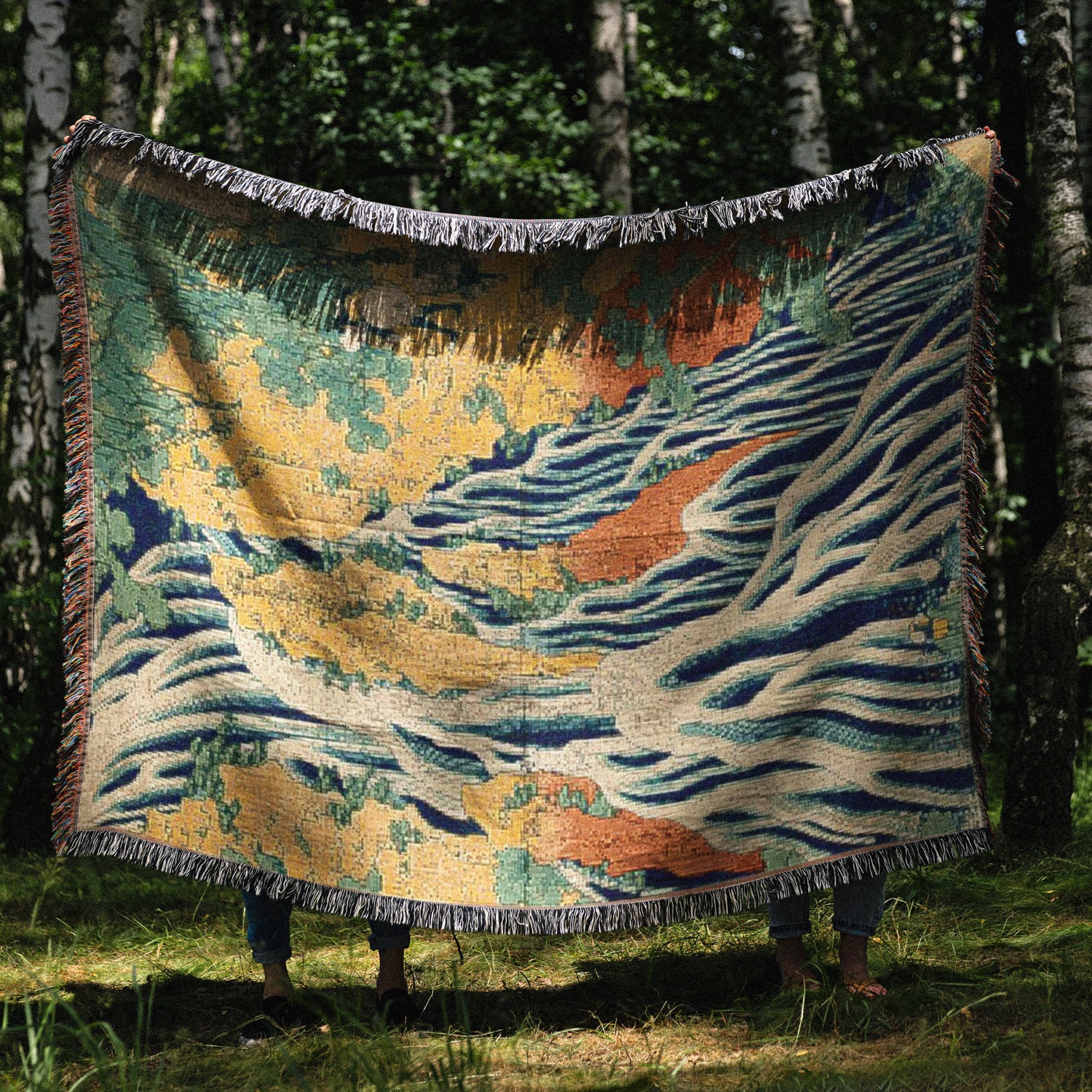 Kirifuri Waterfall at Kurokami Mountain in Shimotsuke 下野黒髪山の霧降滝 — Woven Blanket